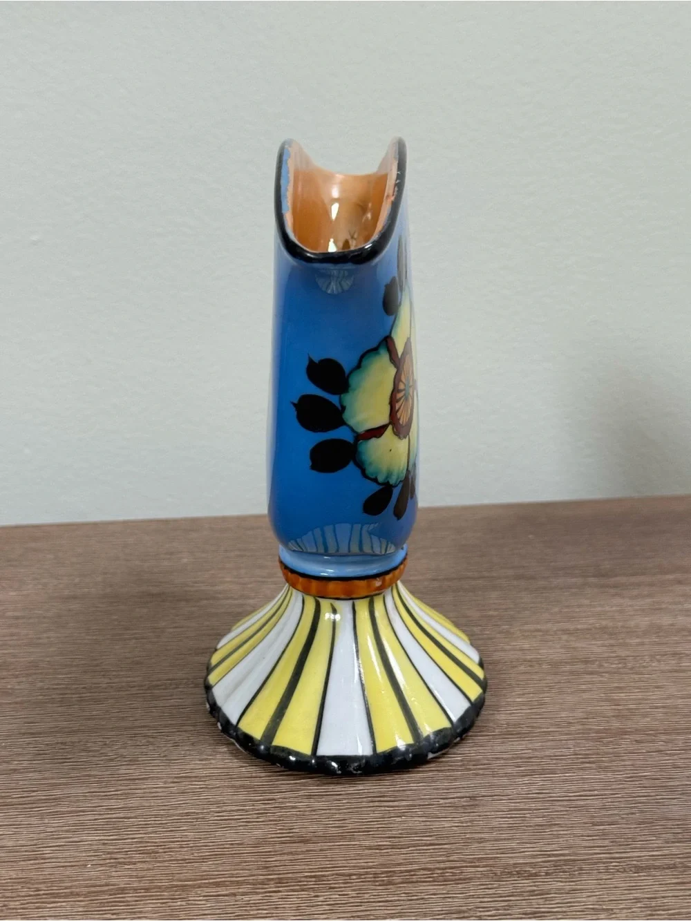 Vintage Sakuraware Japan Hand Painted Footed Fan Vase